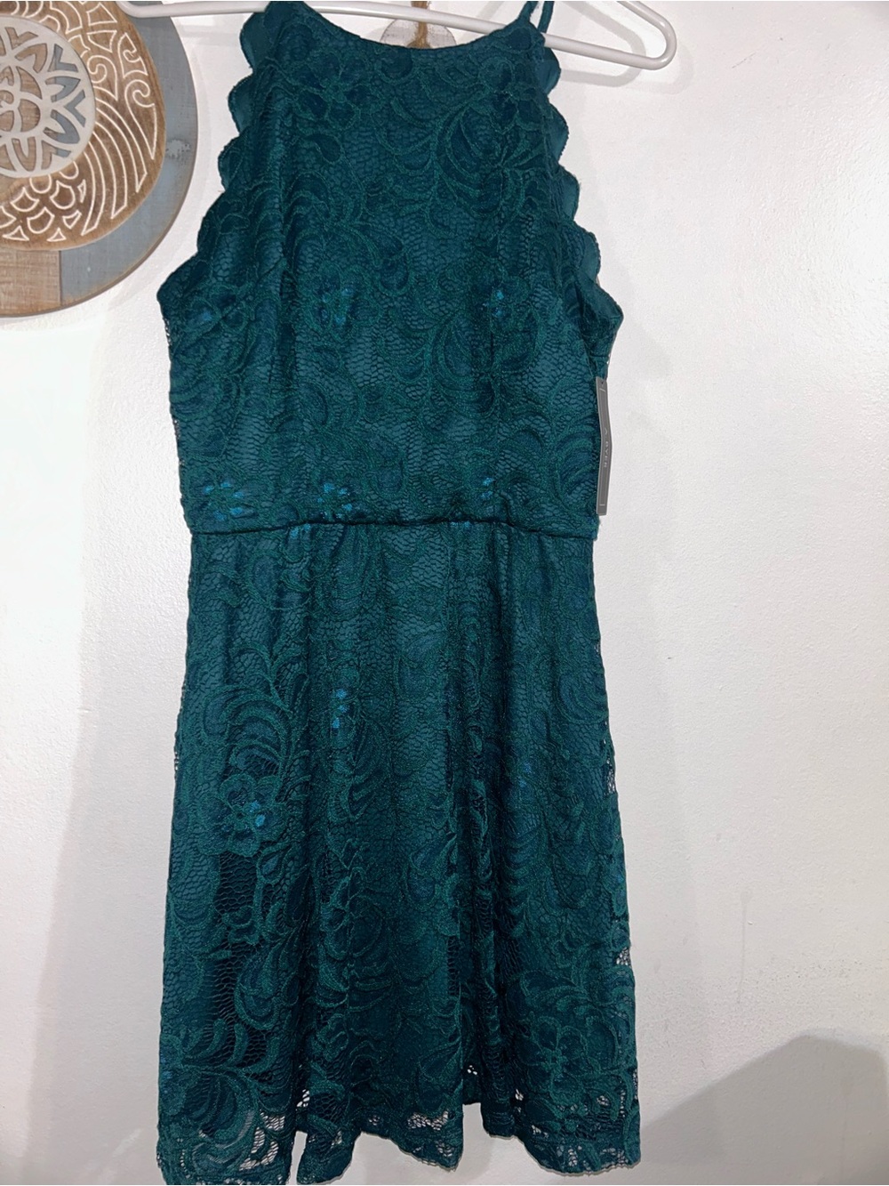 A. Byer Teal Lace Dress